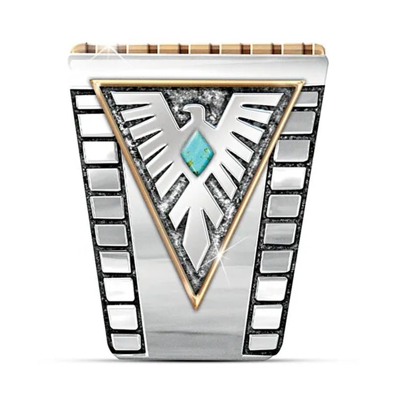 Vintage 925 Pure Sterling Silver Natural Gemstone Turquoise Diamond Ring Men Party Fine Jewelry
