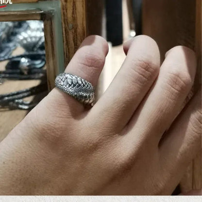 Vintage 925 Standard Silver Infinity Snake Scales Open Ring for Men Women Cocktail Party Sterling Silver Ring Wedding Ring Engagement Jewelry Motorcycle Party Punk Cool Dragon Ring Fashion Jewelry Gifts - WORLD TIME VISITS