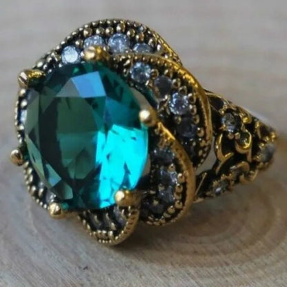 Vintage 925 Sterling Silver Band Ring Sapphire  Fancy Halo Design Setting Art Deco Style