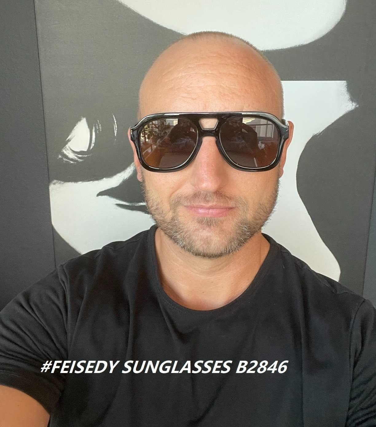 Vintage Aviator Sunglasses Double Bridge Women Men Large Square Thick Frame Trendy Eyewear UV400 B2846