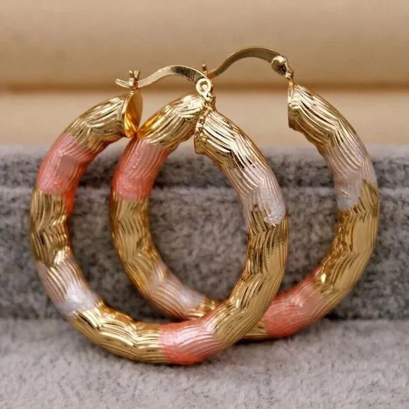 Vintage Geometric Hoop Earrings Gold Plated Earrings for Women Round Earrings Personality Spiral Stud Earrings Bride Wedding Engagement Anniversary Gift Jewelry