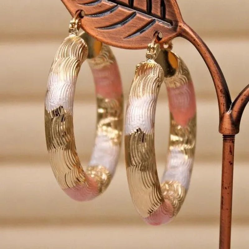 Vintage Geometric Hoop Earrings Gold Plated Earrings for Women Round Earrings Personality Spiral Stud Earrings Bride Wedding Engagement Anniversary Gift Jewelry