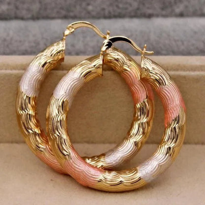 Vintage Geometric Hoop Earrings Gold Plated Earrings for Women Round Earrings Personality Spiral Stud Earrings Bride Wedding Engagement Anniversary Gift Jewelry