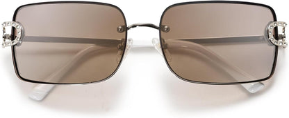 Vintage Rectangle Sunglasses for Women,Trendy Rimless 90S UV400 Womens Y2K Shades SJ1178