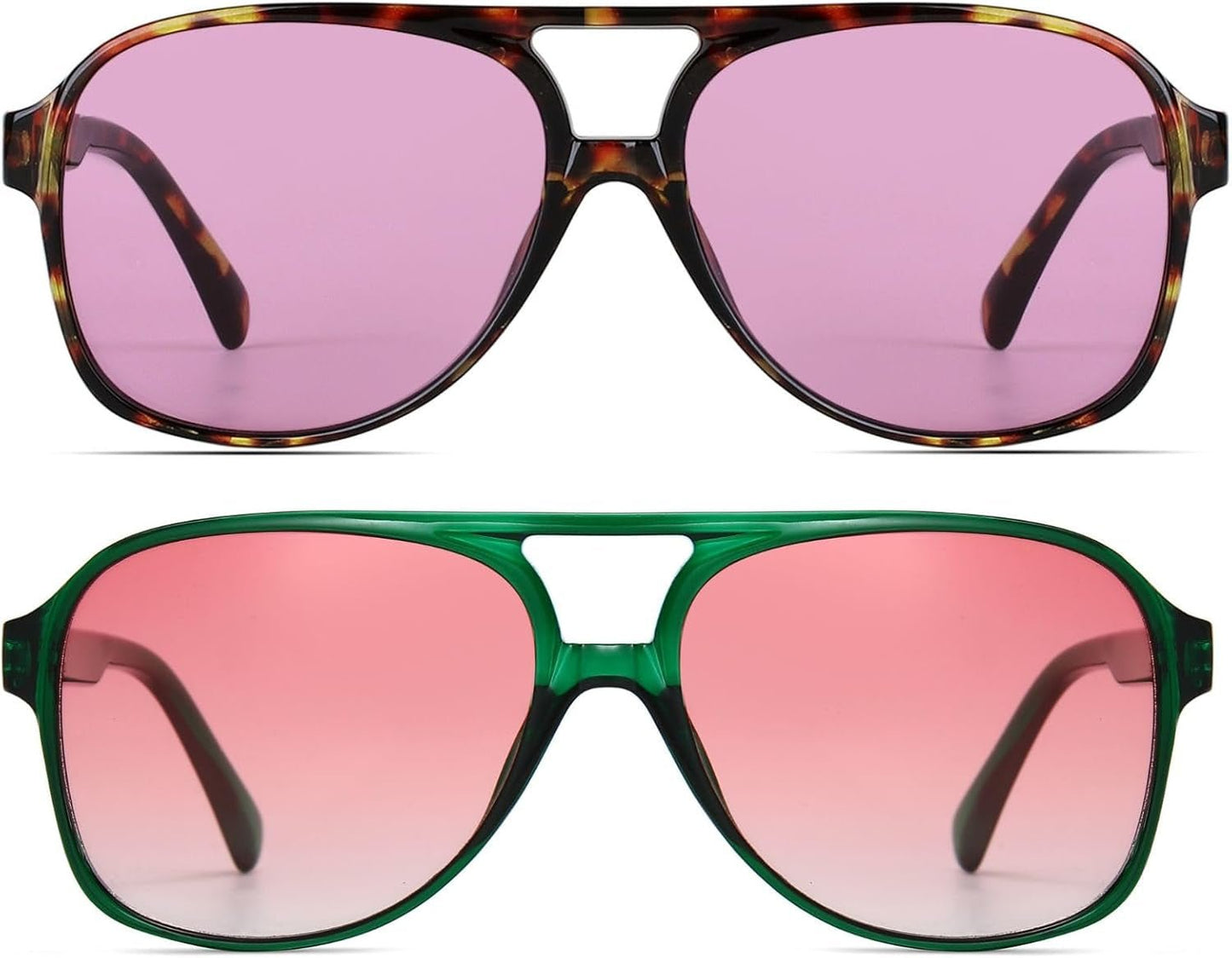 Vintage Retro 70S Sunglasses for Women Men Classic Large Square Aviator Trendy Glasses - WORLD TIME VISITS