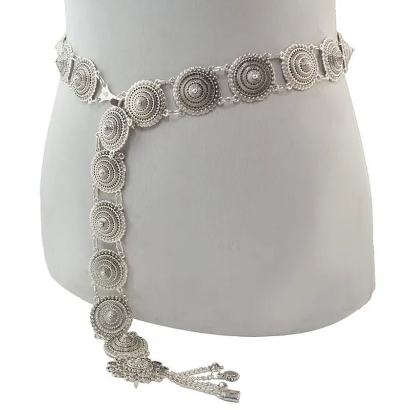 Vintage Silver Waist Chain Bells Metal Tassel Belly Chain Charm Belt Chains Body Jewelry - WORLD TIME VISITS