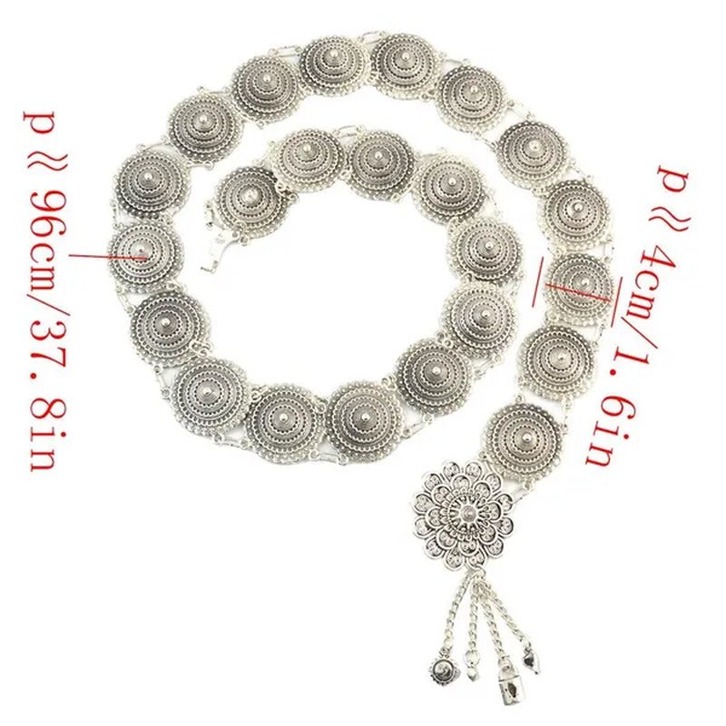 Vintage Silver Waist Chain Bells Metal Tassel Belly Chain Charm Belt Chains Body Jewelry