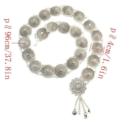 Vintage Silver Waist Chain Bells Metal Tassel Belly Chain Charm Belt Chains Body Jewelry