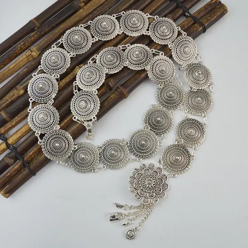 Vintage Silver Waist Chain Bells Metal Tassel Belly Chain Charm Belt Chains Body Jewelry