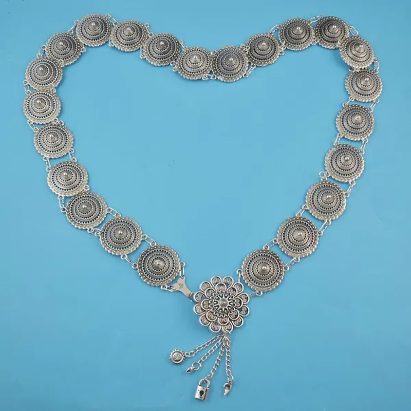 Vintage Silver Waist Chain Bells Metal Tassel Belly Chain Charm Belt Chains Body Jewelry