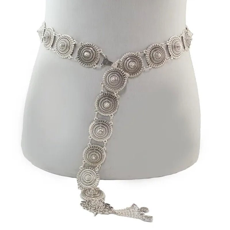 Vintage Silver Waist Chain Bells Metal Tassel Belly Chain Charm Belt Chains Body Jewelry