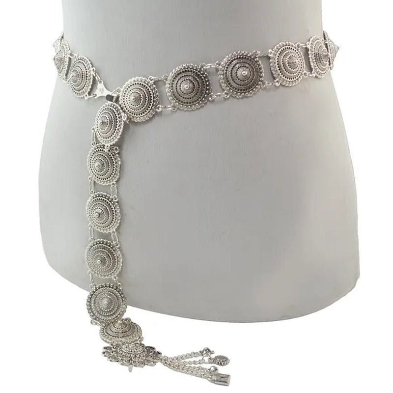 Vintage Silver Waist Chain Bells Metal Tassel Belly Chain Charm Belt Chains Body Jewelry - WORLD TIME VISITS