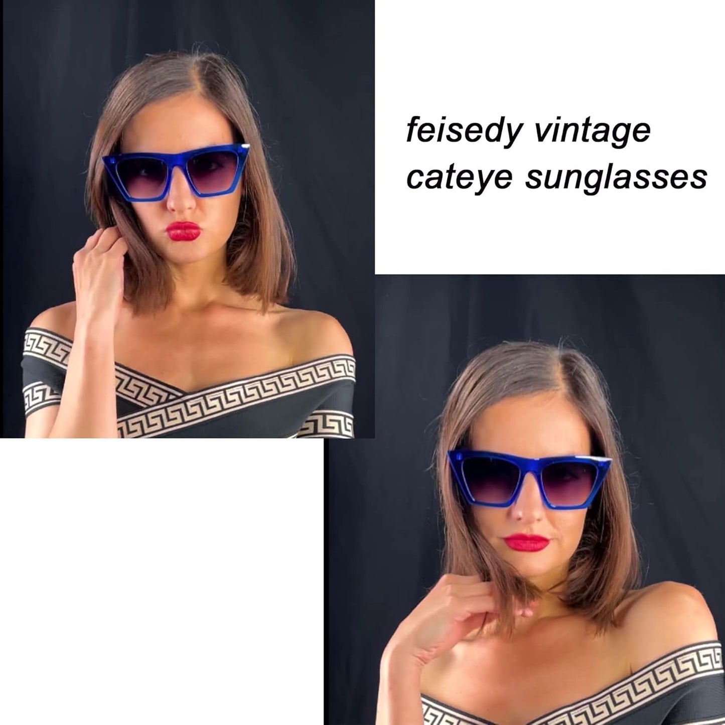 Vintage Square Cat Eye Sunglasses Women Trendy Cateye Sunglasses B2473