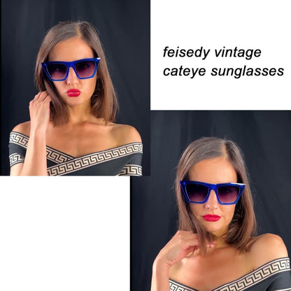 Vintage Square Cat Eye Sunglasses Women Trendy Cateye Sunglasses B2473