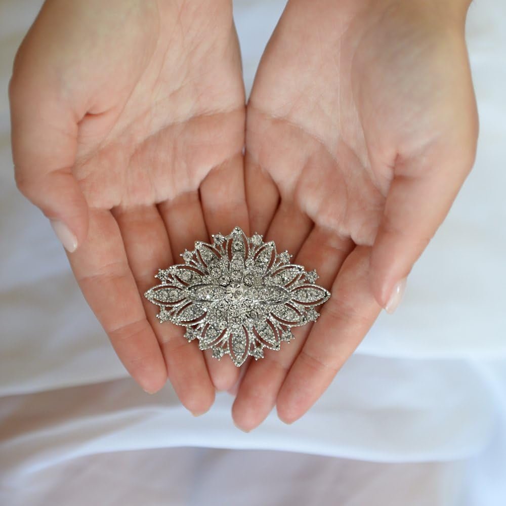 Vintage Wedding Jewelry Crystal Bridal Brooch Pin for Brides, Bridesmaids, Mother of the Bride