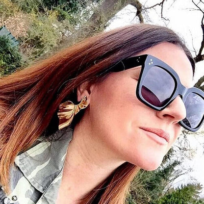 Vintage Women Oversized Sunglasses Designer Luxury Square Sun Glasses UV400 Protection Flat Lens - WORLD TIME VISITS