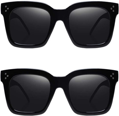 Vintage Women Oversized Sunglasses Designer Luxury Square Sun Glasses UV400 Protection Flat Lens