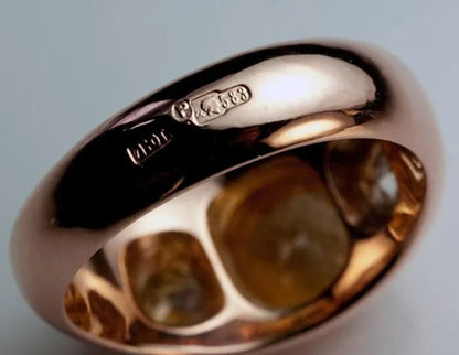 Vintage Women's Fashion Rose Gold Natural Citrine Diamond & White Sapphire Ring Anniversary Gift Engagement Bridal Wedding Jewelry Rings Size 5-10