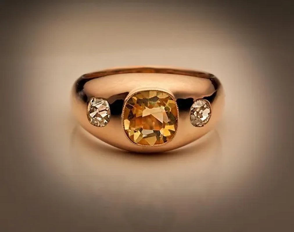 Vintage Women's Fashion Rose Gold Natural Citrine Diamond & White Sapphire Ring Anniversary Gift Engagement Bridal Wedding Jewelry Rings Size 5 - 10 - WORLD TIME VISITS