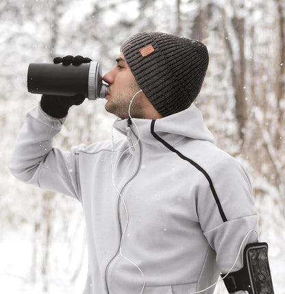 Warm Beanie for Men Women, Fleece Lined Beanie Warm Winter Caps Unisex Fashion Knit Cuffed Cap