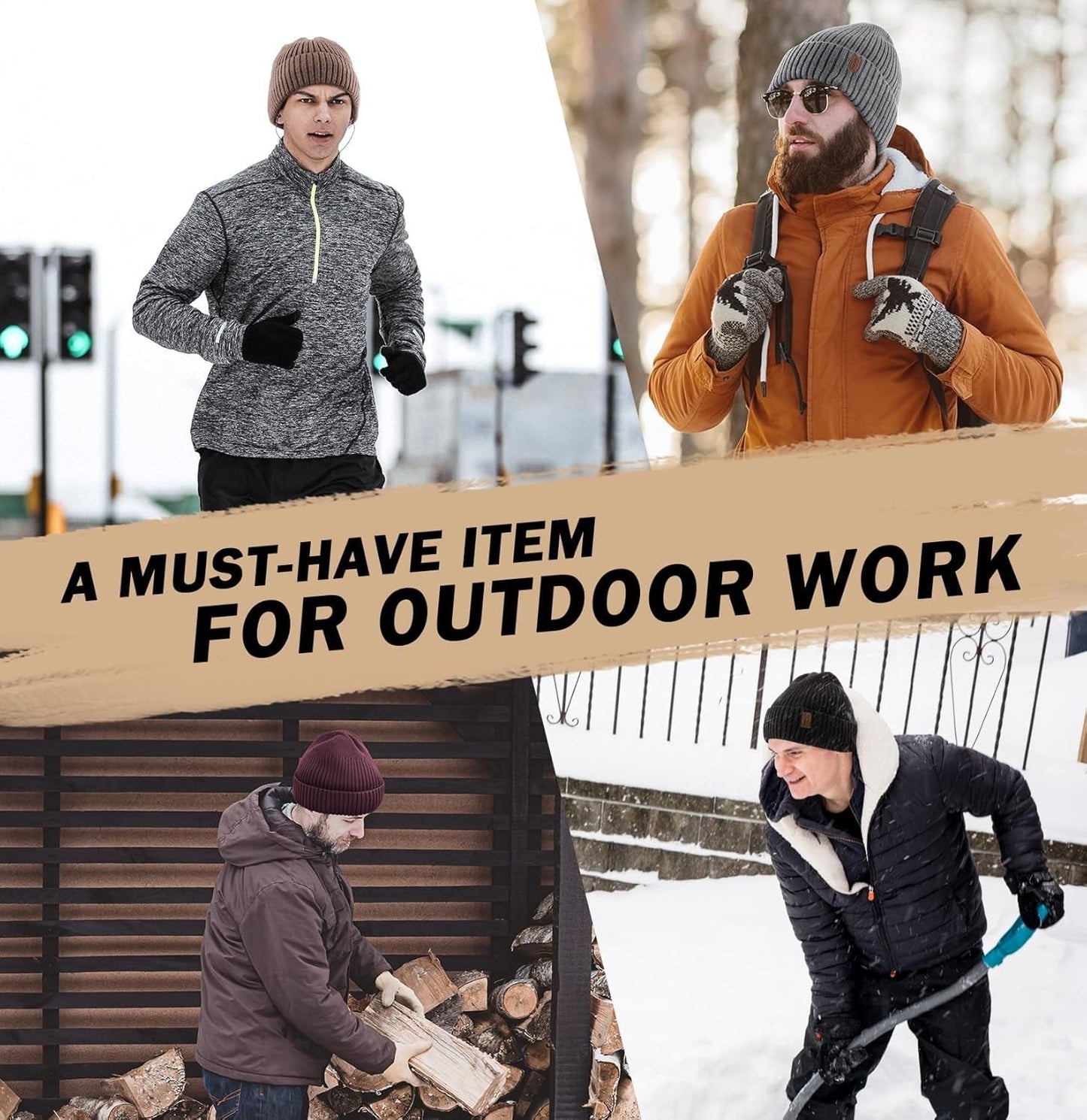 Warm Beanie for Men Women, Fleece Lined Beanie Warm Winter Caps Unisex Fashion Knit Cuffed Cap