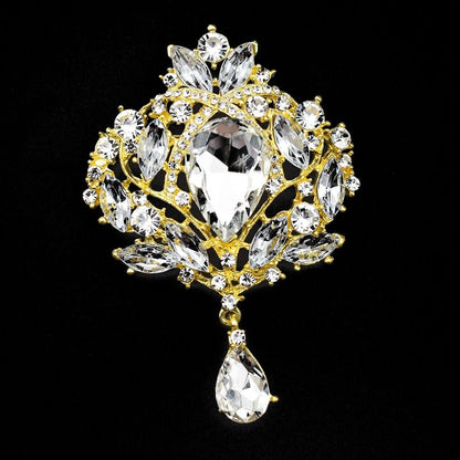 Wedding Bridal Big Crystal Rhinestone Bouquet Brooch Shawl Pin for Women