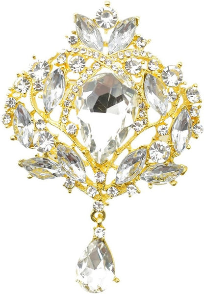 Wedding Bridal Big Crystal Rhinestone Bouquet Brooch Shawl Pin for Women - WORLD TIME VISITS