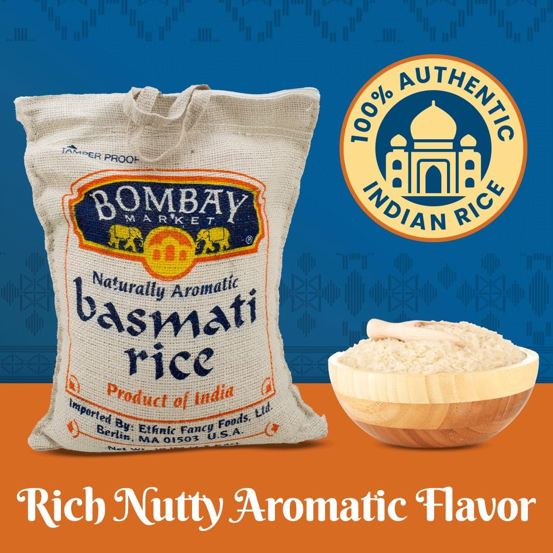 White Basmati Rice - Aromatic & Nutty Flavor Basmati Rice - Long Grain Rice Basmati (10 Pound Bag) - WORLD TIME VISITS