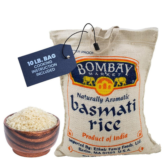 White Basmati Rice - Aromatic & Nutty Flavor Basmati Rice - Long Grain Rice Basmati (10 Pound Bag) - WORLD TIME VISITS