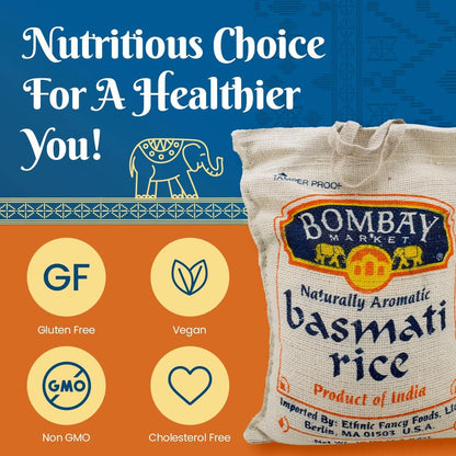 White Basmati Rice - Aromatic & Nutty Flavor Basmati Rice - Long Grain Rice Basmati (10 Pound Bag) - WORLD TIME VISITS