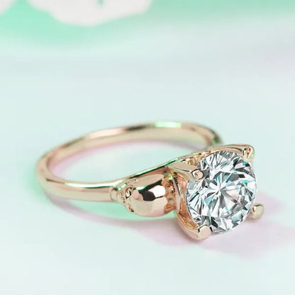 White Copper Jewelry Ring Men and Women Exaggerated Personality Skull Head Black Zircon Diamond Ring