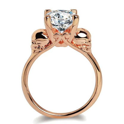 White Copper Jewelry Ring Men and Women Exaggerated Personality Skull Head Black Zircon Diamond Ring - WORLD TIME VISITS