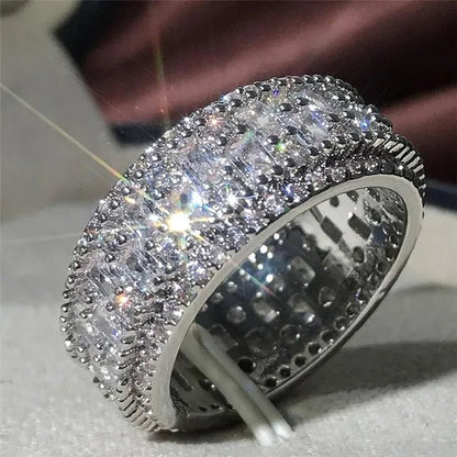 White Cubic Zirconia Jewelry Promise Proposal Gift Bride Engagement Wedding Band Rings Size 6 - 10 - WORLD TIME VISITS