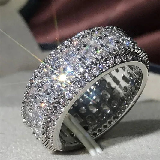 White Cubic Zirconia Jewelry Promise Proposal Gift Bride Engagement Wedding Band Rings Size 6 - 10 - WORLD TIME VISITS