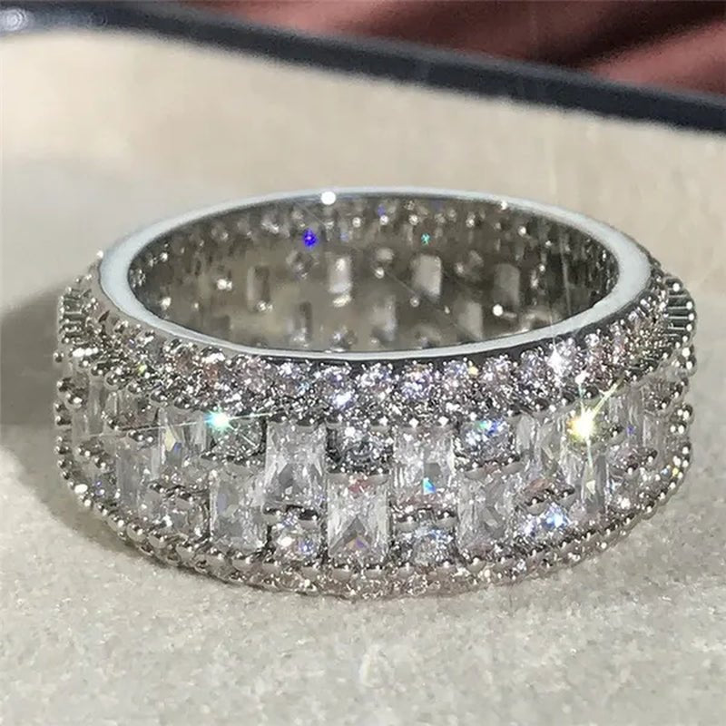 White Cubic Zirconia Jewelry Promise Proposal Gift Bride Engagement Wedding Band Rings Size 6 - 10 - WORLD TIME VISITS