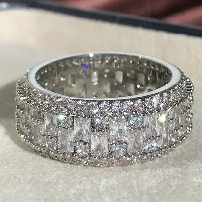 White Cubic Zirconia Jewelry Promise Proposal Gift Bride Engagement Wedding Band Rings Size 6 - 10 - WORLD TIME VISITS