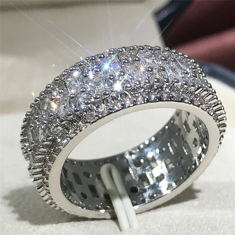 White Cubic Zirconia Jewelry Promise Proposal Gift Bride Engagement Wedding Band Rings Size 6-10