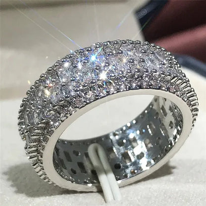 White Cubic Zirconia Jewelry Promise Proposal Gift Bride Engagement Wedding Band Rings Size 6-10