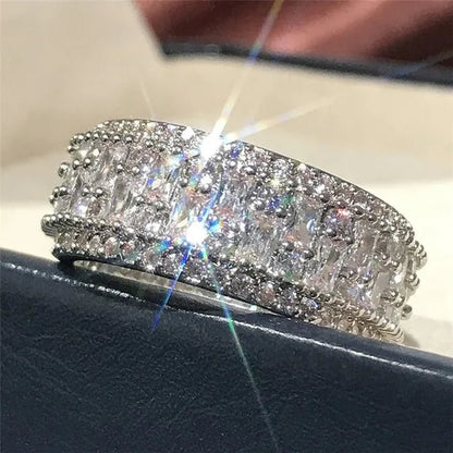 White Cubic Zirconia Jewelry Promise Proposal Gift Bride Engagement Wedding Band Rings Size 6-10