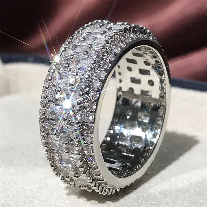 White Cubic Zirconia Jewelry Promise Proposal Gift Bride Engagement Wedding Band Rings Size 6-10