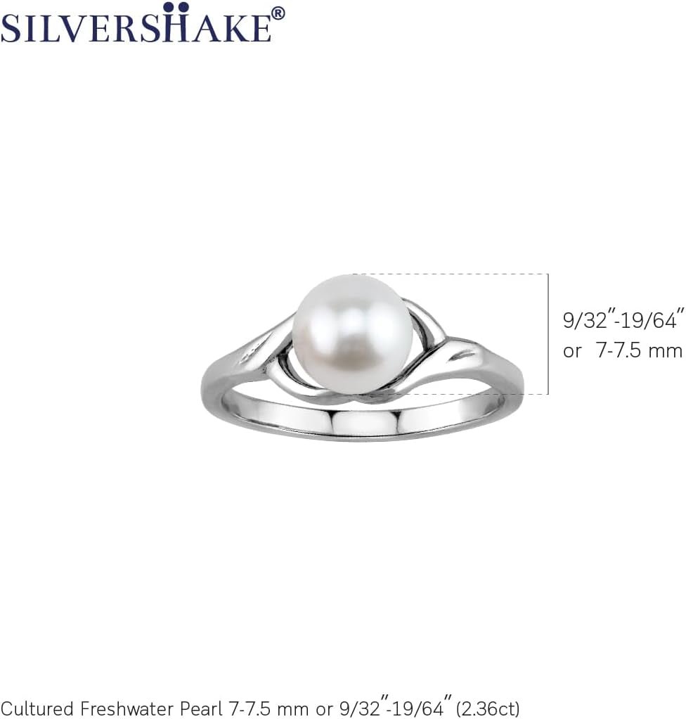 White Cultured Freshwater Pearl 925 Sterling Silver Promise Solitaire Ring - WORLD TIME VISITS