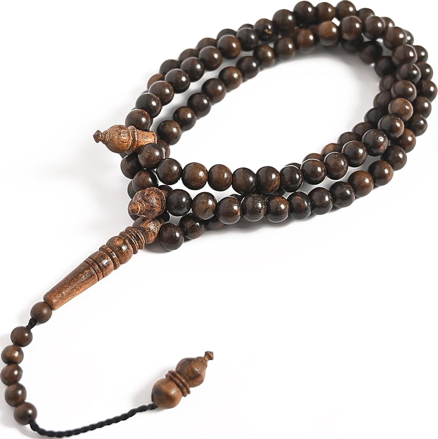 White Oud Wood Tasbih 99 8Mm Aetoxylon - Islamic Prayer Beads for Tasbeeh, Dhikr, Zikr - Muslim Rosary, Tespih, Misbaha, Masbaha, Muslim Mala, Sibha, Subha, Worry Beads, Prayer Counter - WORLD TIME VISITS