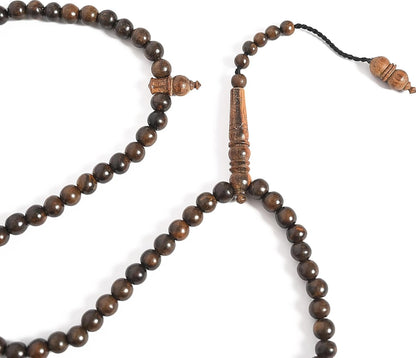 White Oud Wood Tasbih 99 8Mm Aetoxylon - Islamic Prayer Beads for Tasbeeh, Dhikr, Zikr - Muslim Rosary, Tespih, Misbaha, Masbaha, Muslim Mala, Sibha, Subha, Worry Beads, Prayer Counter