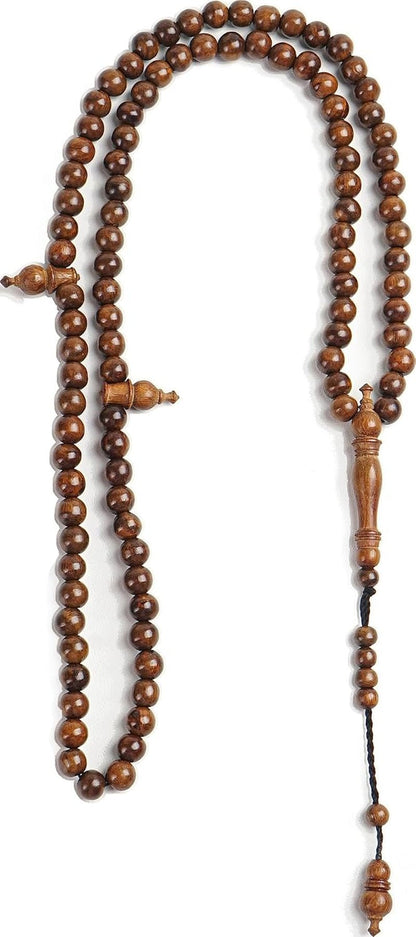 White Oud Wood Tasbih 99 8Mm Aetoxylon - Islamic Prayer Beads for Tasbeeh, Dhikr, Zikr - Muslim Rosary, Tespih, Misbaha, Masbaha, Muslim Mala, Sibha, Subha, Worry Beads, Prayer Counter
