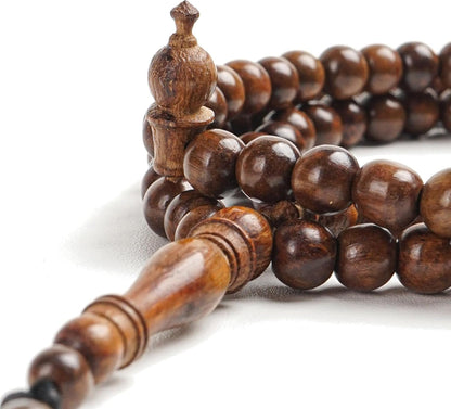 White Oud Wood Tasbih 99 8Mm Aetoxylon - Islamic Prayer Beads for Tasbeeh, Dhikr, Zikr - Muslim Rosary, Tespih, Misbaha, Masbaha, Muslim Mala, Sibha, Subha, Worry Beads, Prayer Counter
