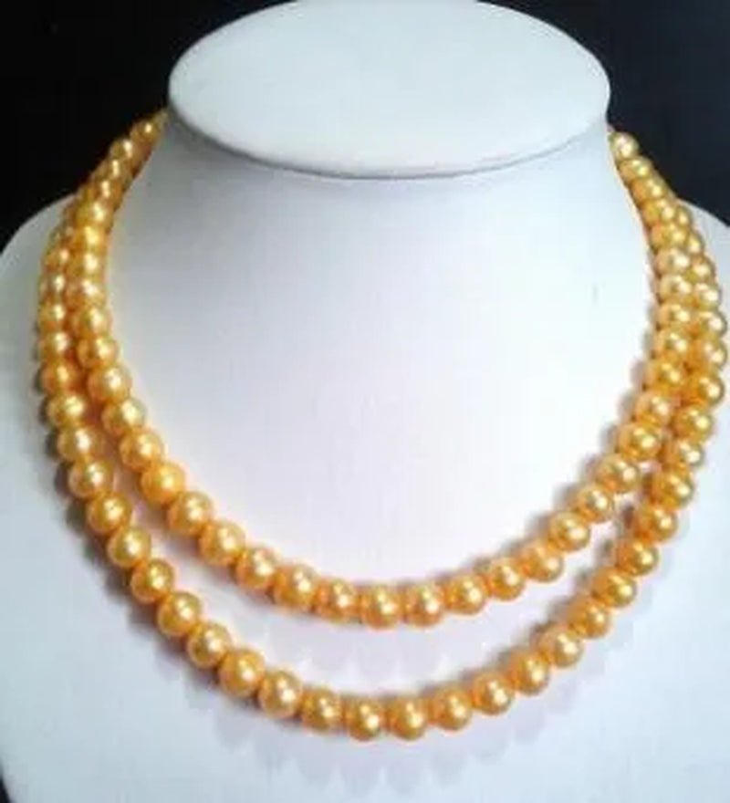 WHOLESALE STUNNING 8 - 9MM SOUTH SEA GOLD PEARL NECKLACE 34'' AAA - WORLD TIME VISITS
