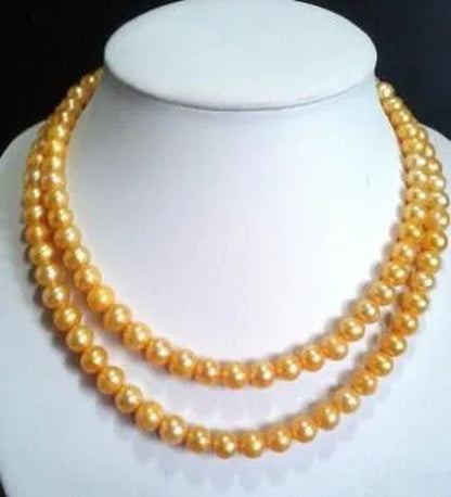 WHOLESALE STUNNING 8 - 9MM SOUTH SEA GOLD PEARL NECKLACE 34'' AAA - WORLD TIME VISITS