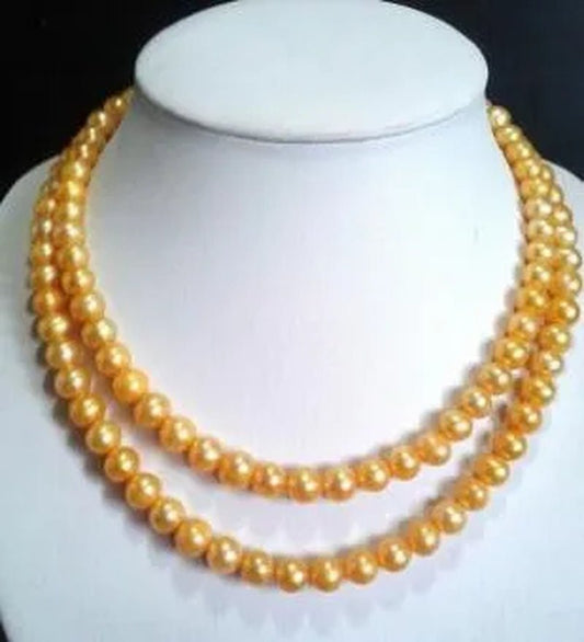 WHOLESALE STUNNING 8 - 9MM SOUTH SEA GOLD PEARL NECKLACE 34'' AAA - WORLD TIME VISITS