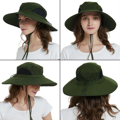 Wide Brim Sun Hat, UPF 50+ UV Protection Waterproof Packable Bucket Hat for Men & Women, Fishing Hiking Beach Garden