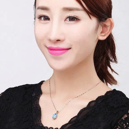 woman fashion Jewellery Elegant Water drop Sapphire Pendant  Gold-plated noble Zircon AAA Necklace